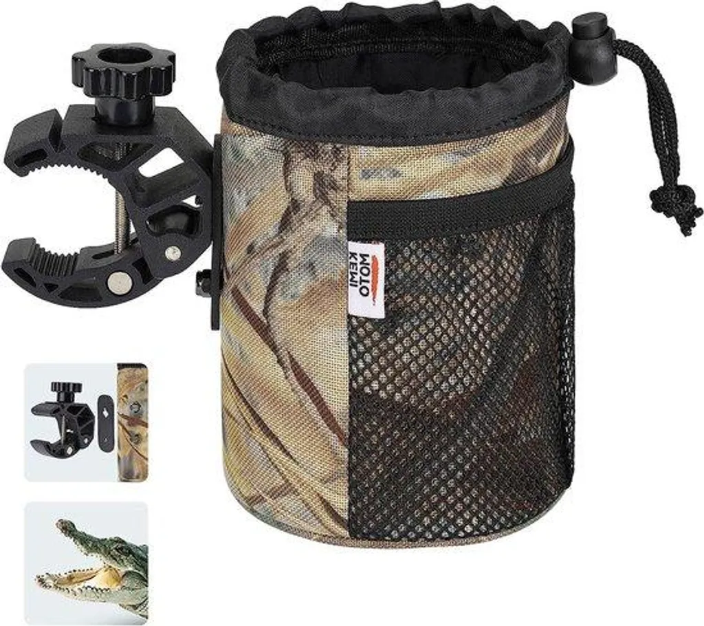 Porte-bidon universel en tissu Oxford noir avec filet pour vélo