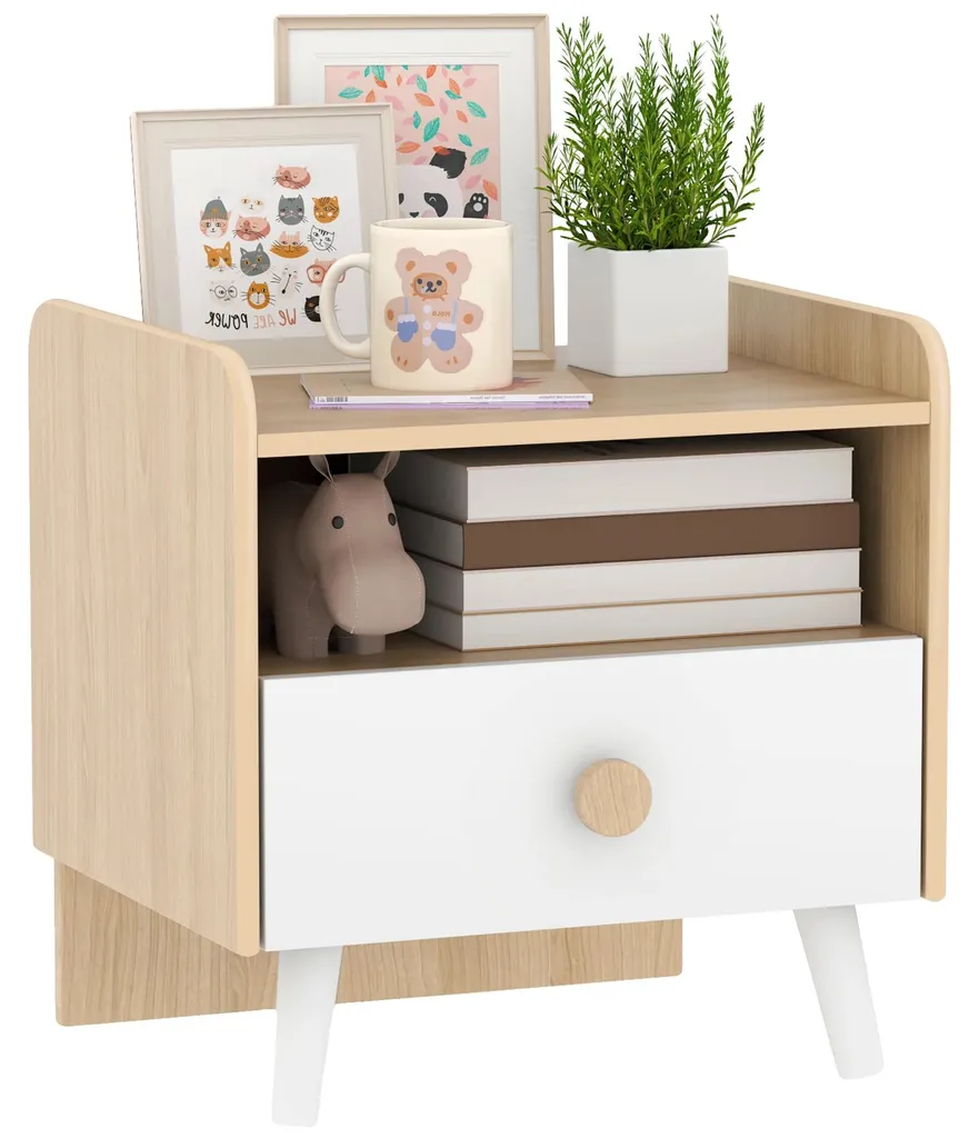 Table de chevet en bois design café montage facile 40x35x50cm - SÉRIE OAK