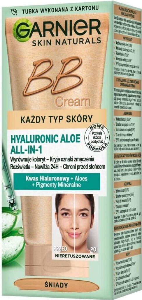 GARNIER Hyaluronic Aloe All-In-1 BB Cream Feuchtigkeitsspendende BB-Creme für jeden Hauttyp Siena 50ml