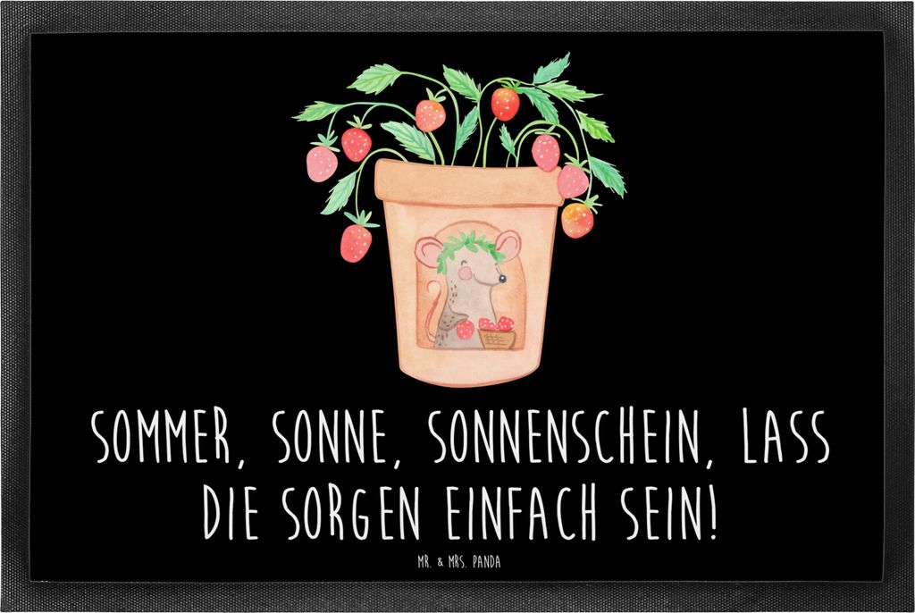 Mr. & Mrs. Panda Schuhabstreifer Sommerfreude 40 x 60 cm - Schwarz - Geschenk, Schmutzmatte, Sommerprodukte, Frühling, Bodenvorleger, Türvorleger...