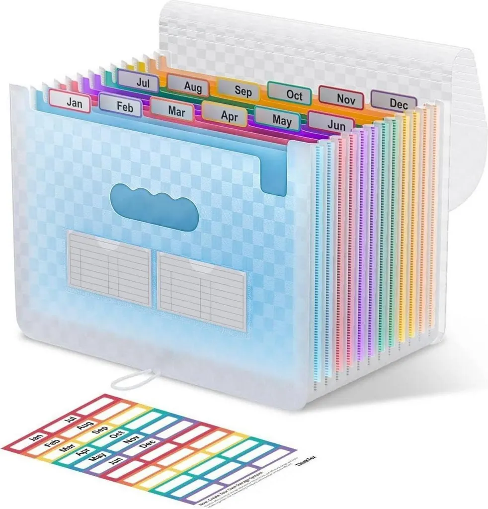 Trieur Valisette Document 12 Positions Mensuel Portable Format A4 Bleu