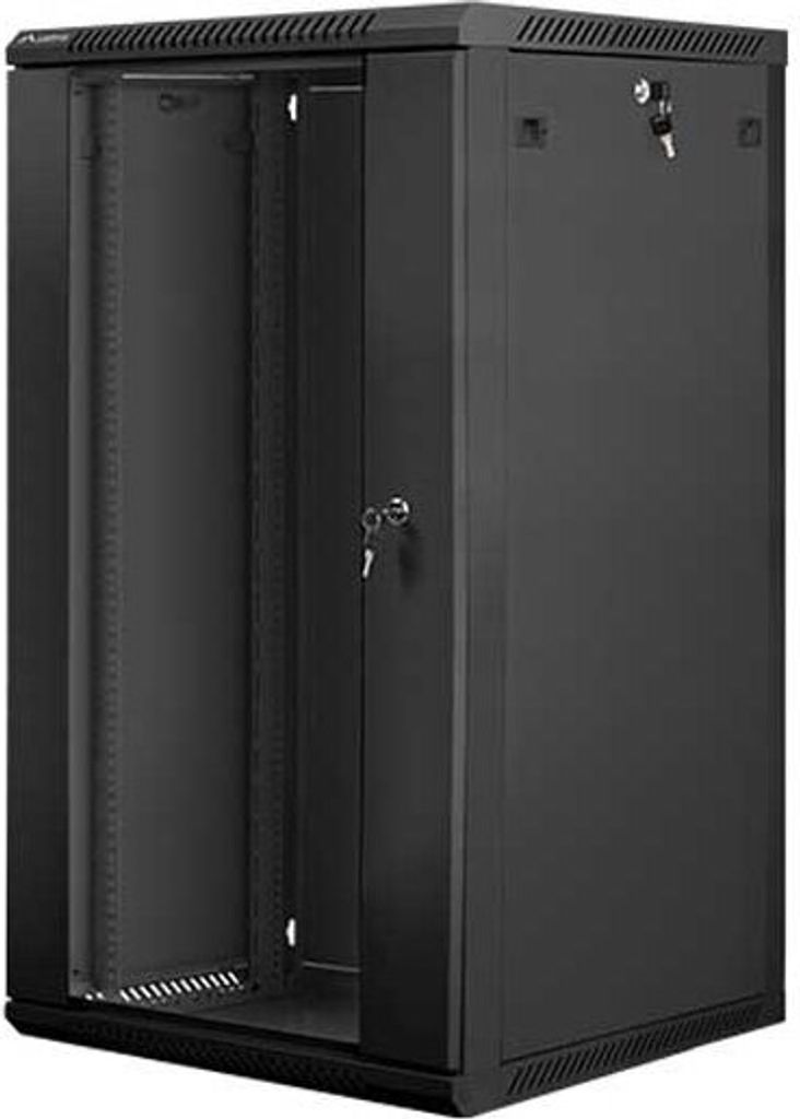 Lanberg Rack Wandschrank 19" 22U/600X600 Glastür schwarz (Speditionsversand)