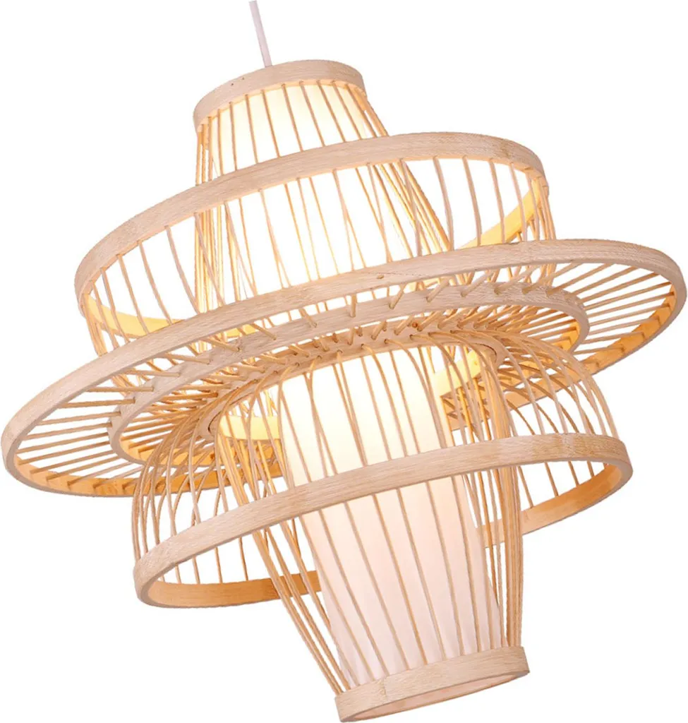 Suspension LED bambou tressé à la main 111-240V éclairage écologique