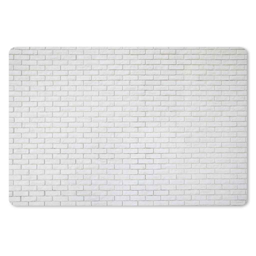 MuchoWow Schreibtischunterlage Weiß - Wand - Ziegel 60x40 cm - XXL Mauspad - Großes Mauspad