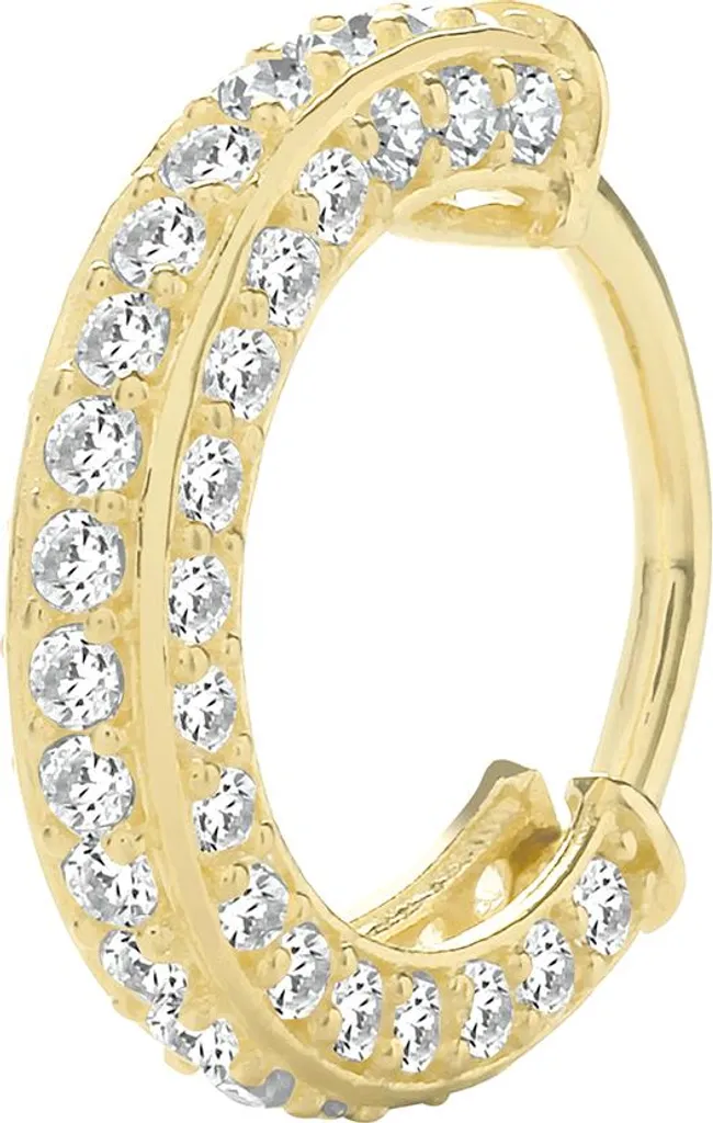 Boucle d'oreille Or 375 et Zirconium 12mm x 3mm pour cartilage de Femme