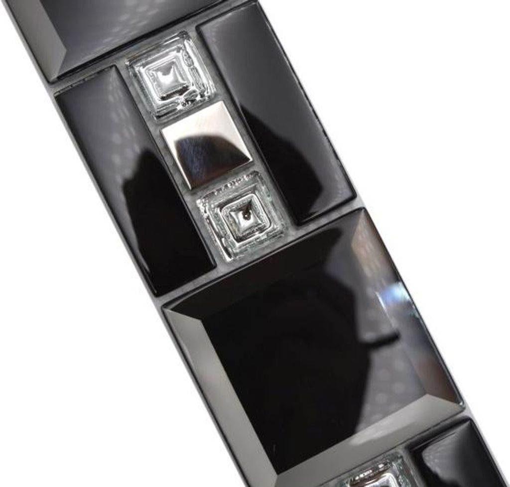 Mosaik Bordüre Glasmosaik Schwarz Silber modern - MOS88-S89_f