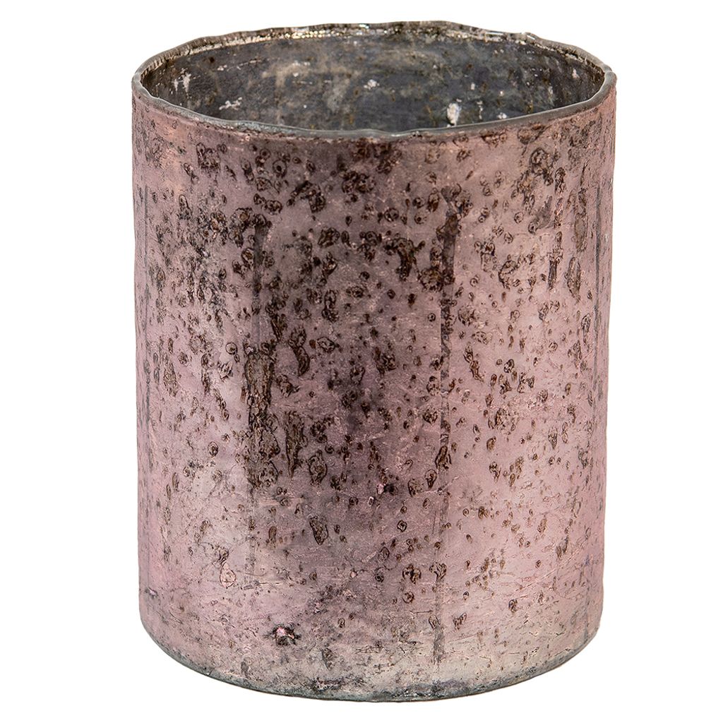 Clayre & Eef Teelichthalter Ø 13x15 cm Rosa Glas