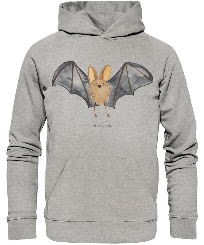 Mr. & Mrs. Panda Kuschelhoodie Fledermaus Flügel Größe S - Heather Grey - Geschenk, Gute Laune, Kapuzenpulli, Pullover, Hoodie, Sweatshirt mit K...