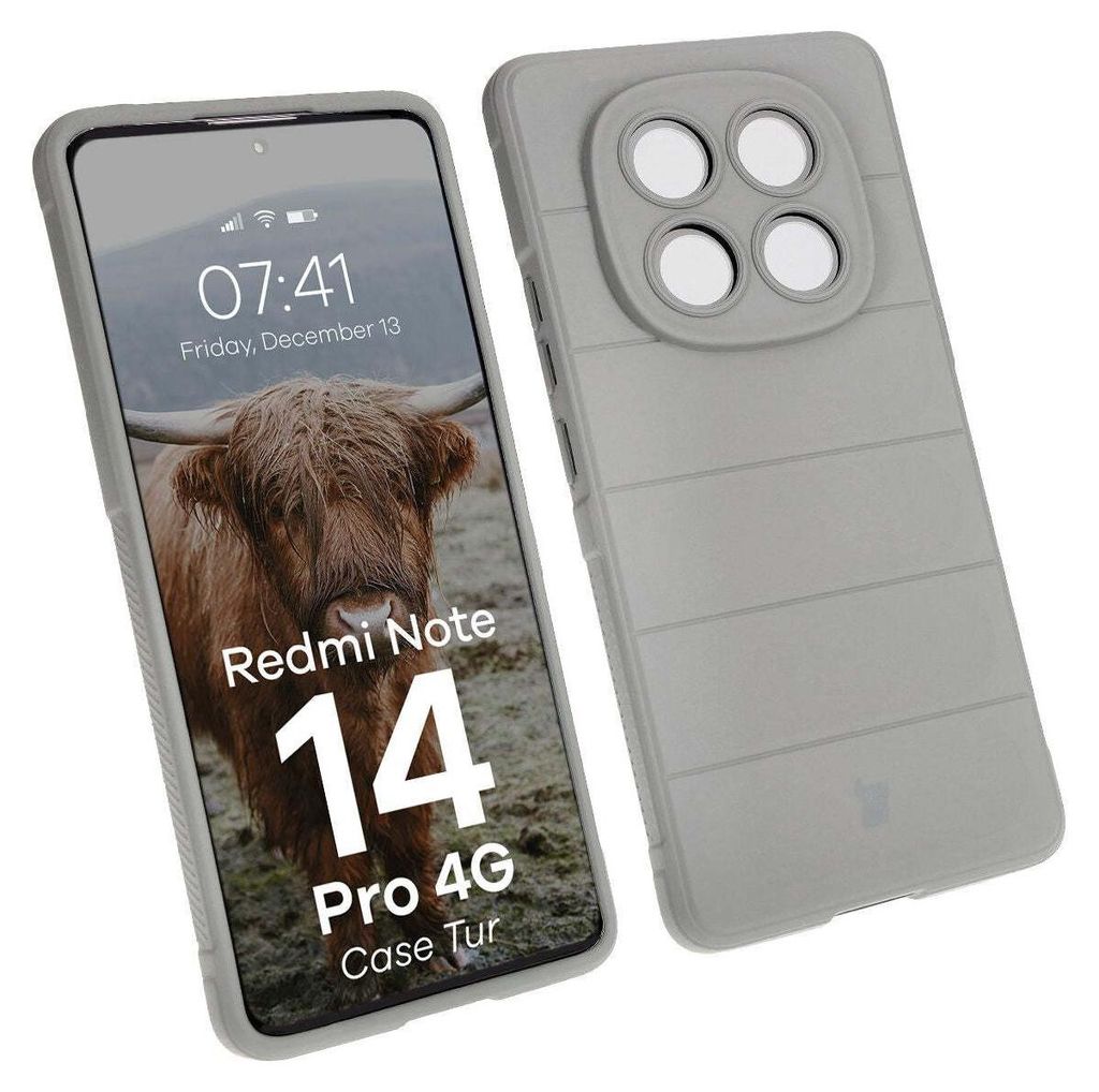 Gepanzerte Bizon Tasche Tur für Xiaomi Redmi Note 14 Pro 4G, hellgrau