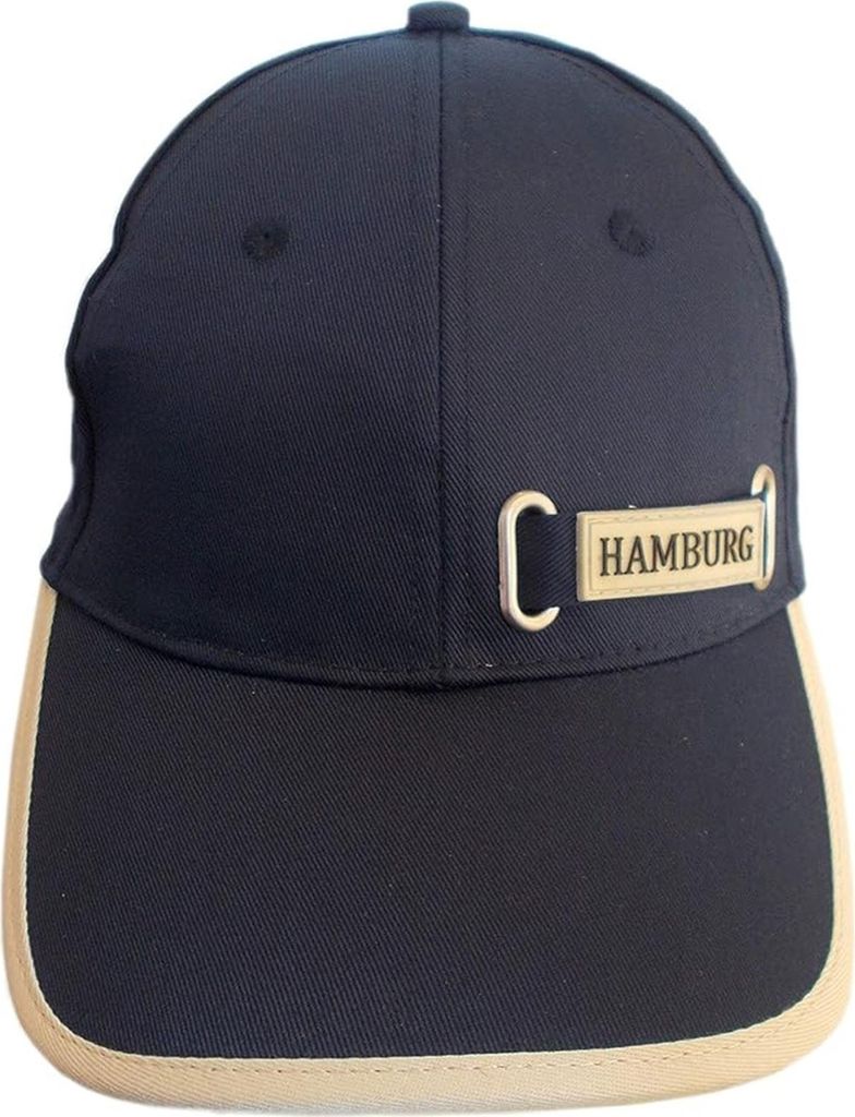 Hamburg Baseballcap - Uni Schirmmütze aus Baumwolle mit Anker und HH Schriftzug - Blau, 58 cm