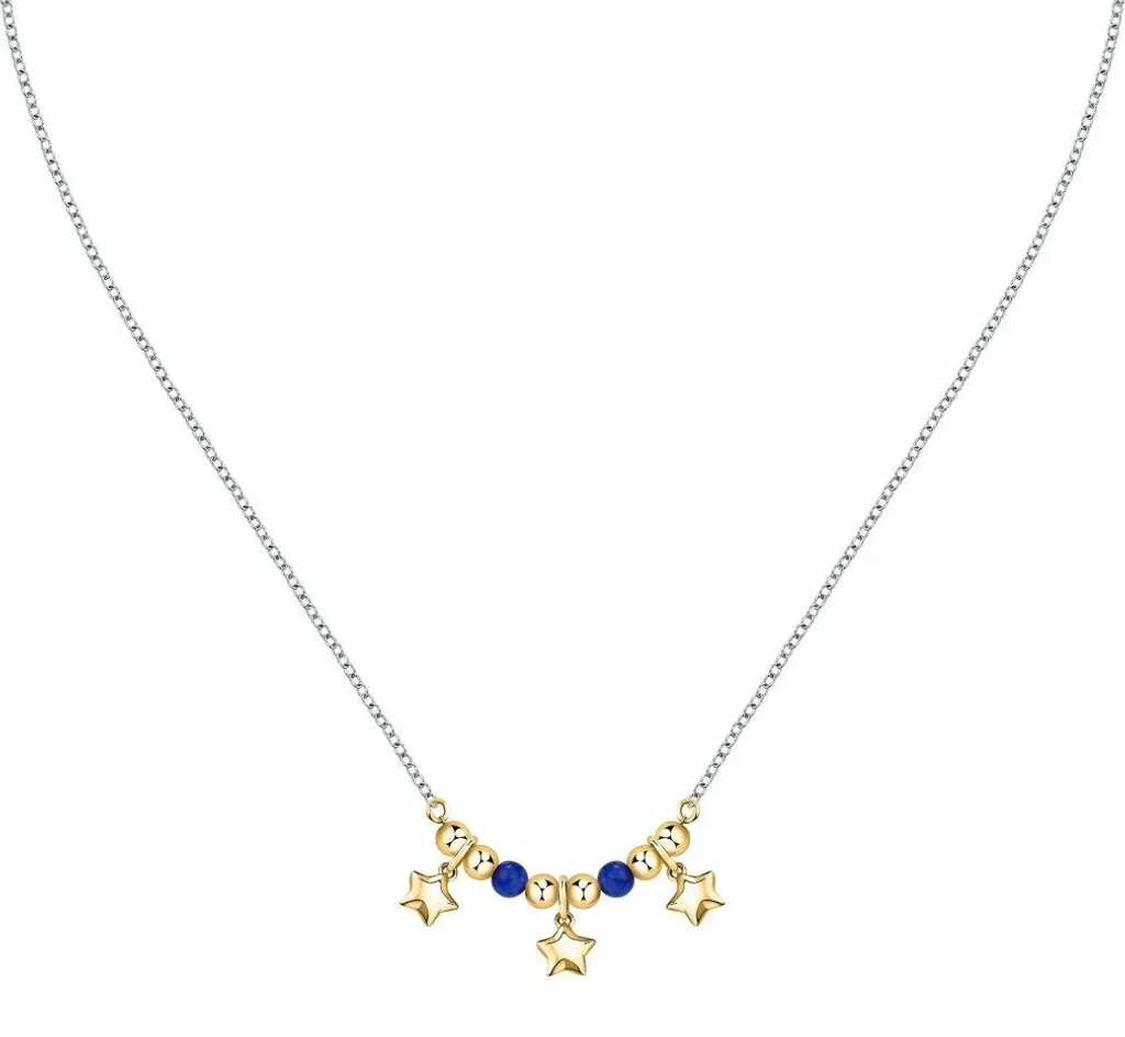 Pendentif agate bleue et collier bicolore Talismani pour femme