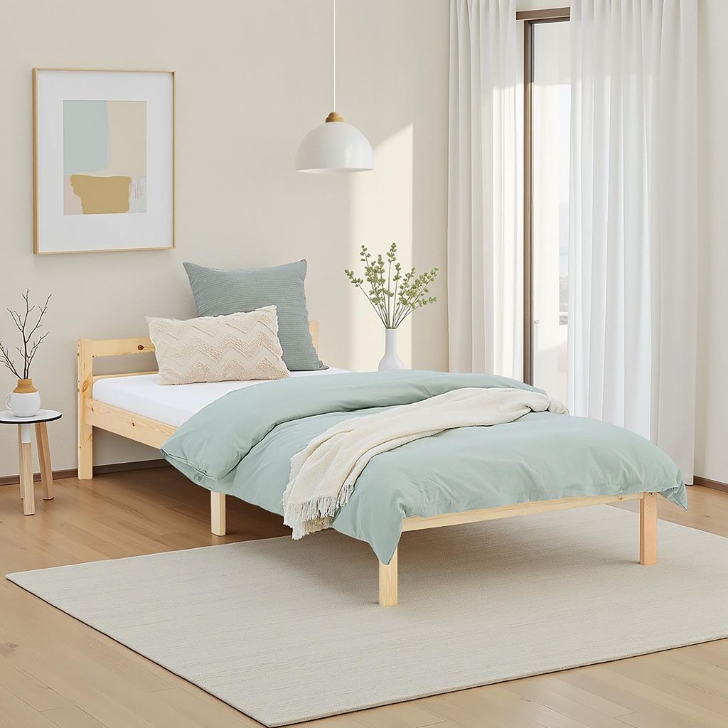 Homestyle4u Holzbett 90x200 mit Lattenrost Natur Jugendbett Produktbild 