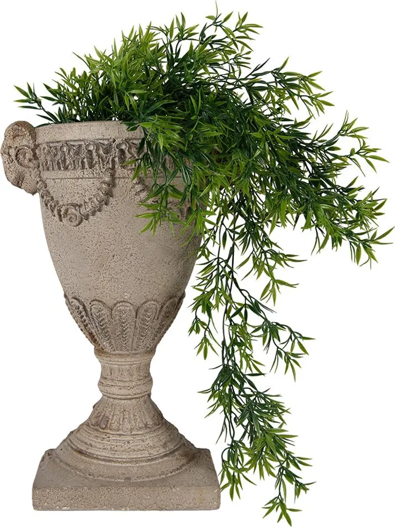 Grand cache-pot décoratif en céramique beige Clayre & Eef 44cm haut - 2