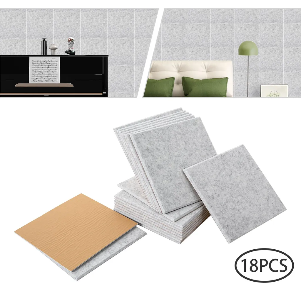 Panneaux d'absorption acoustique gris clair lot de 18 contre l'écho - 2