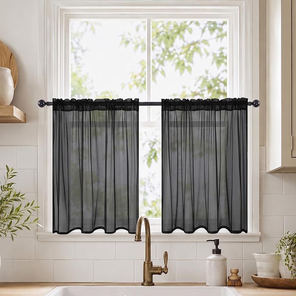 2 Stück Scheibengardine Transparent Vorhang Voile Produktbild 