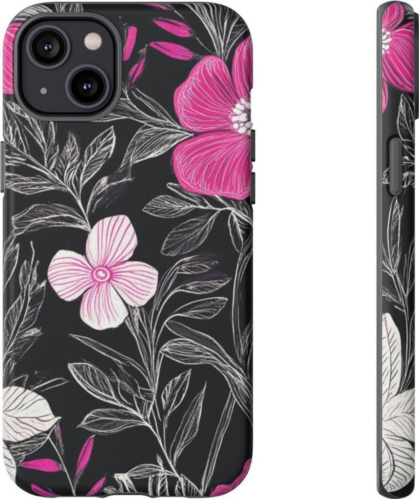 Elegantes Blumenmuster in Pink und Weiß – Hülle Kompatibel mit iPhone 14 Plus