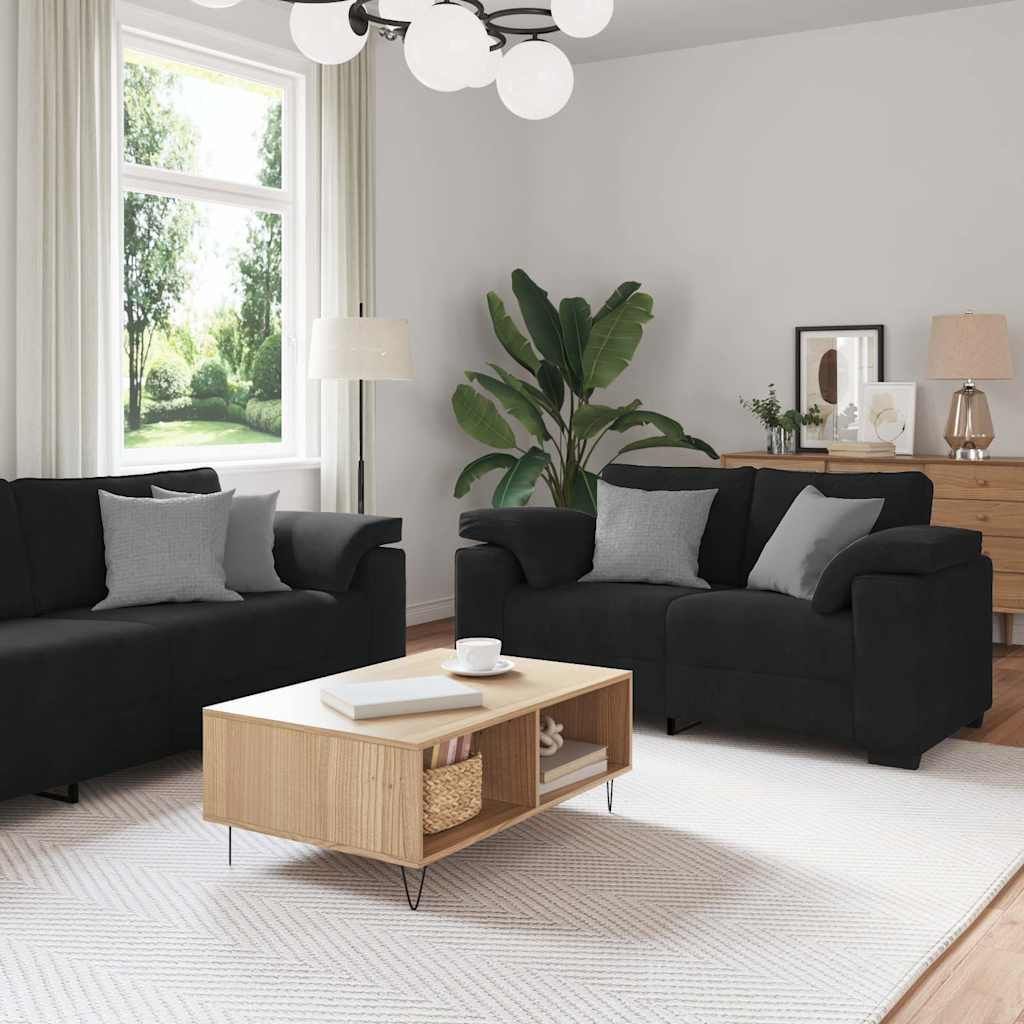 Maison Exclusive - 3-tlg. Sofagarnitur mit Kissen Schwarz Samt