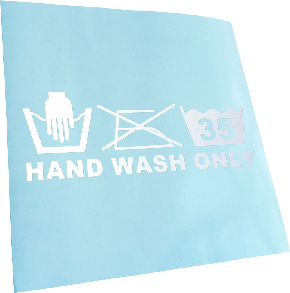 Kiwistar - Autoaufkleber - Hand Wash Only - Mattweiss - 50x18cm - Aufkleber für Auto, Laptop, Fahrrad, LKW, Motorrad mehrfarbig JDM Decal Racing