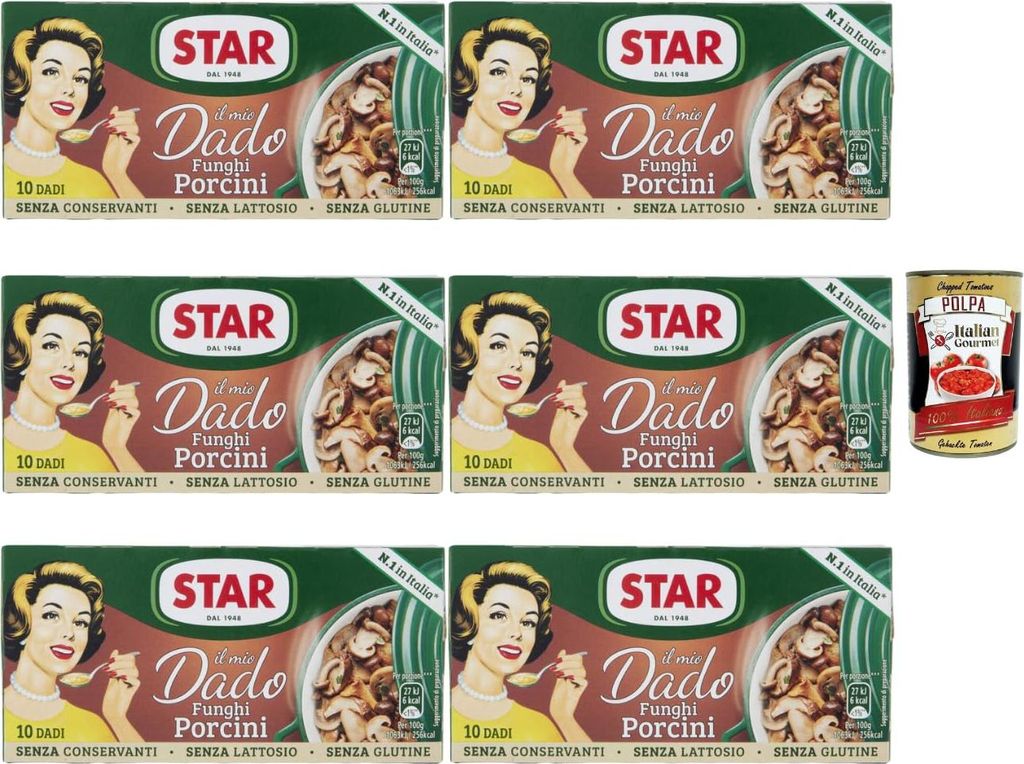Star Il Mio Dado Funghi Porcini Brühwürfel 6x100g (60 Würfel) glutenfrei laktosefrei ohne Konservierungsstoffe – italienischer Pilz-Bouillon +...