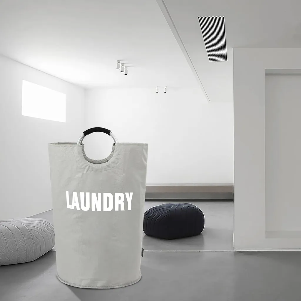 Panier à linge XXL 160L pliable et robuste - Sac de rangement gris