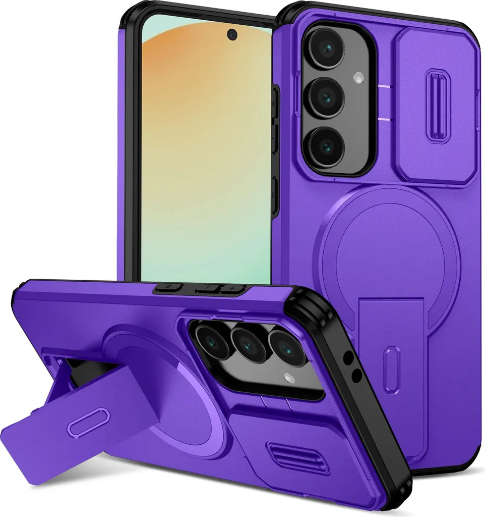 Custodia Samsung S24 FE Armor Viola: Protettiva con Slide Camera