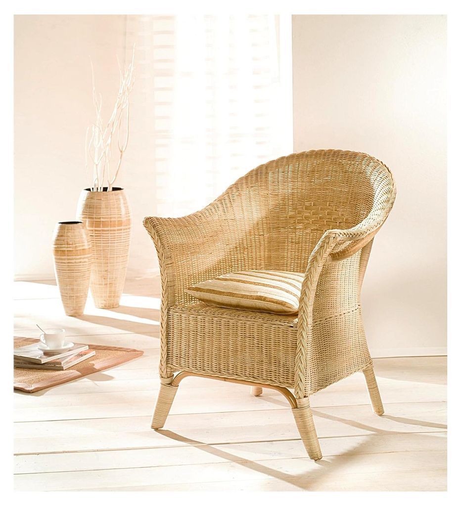 Cosy Rattan Sessel Natur, aufwändig verflochten, 68 cm breit, 60 cm tief, 85 cm hoch