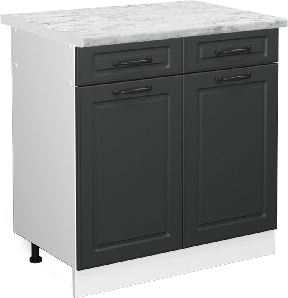 Küchenunterschrank Vicco R-Line Anthrazit Landhaus 80 cm , AP Marmor, Model 46467