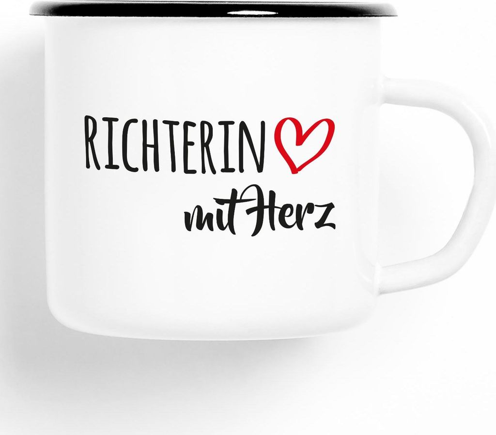 Huuraa Emaille Tasse Richterin Geschenk Kaffeebecher Vintage 300ml Richterin Präsent