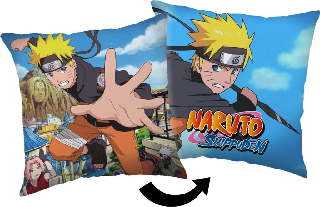 Jerry Fabrics Naruto Kinder Dekokissen 40x40 cm Zierkissen mit kuscheliger Microfaserfüllung und weichem Polyester Kissenbezug. Hochwertiger beids...