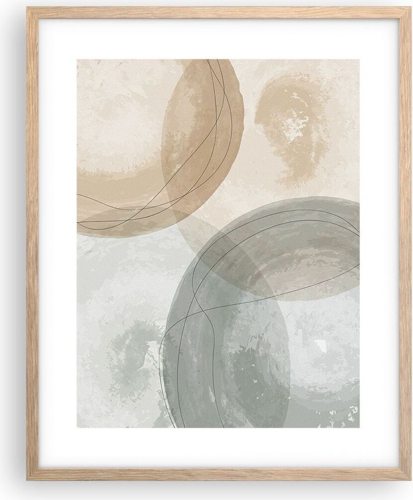 Gerahmtes Poster - Rahmen in heller Eiche - Aquarell Räder Pastell - 40x50 cm - Wand Bild - Wanddeko - Wandbilder - Kunstposter - Wandposter - Bil...