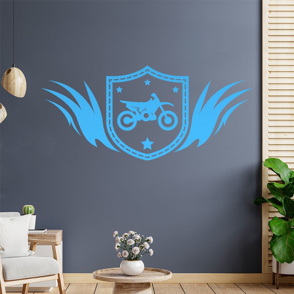 Motocross Wappen Wandtattoo Wandaufkleber Wall Sticker - Dekoration, Küche, Wohnzimmer, Schlafzimmer, Badezimmer