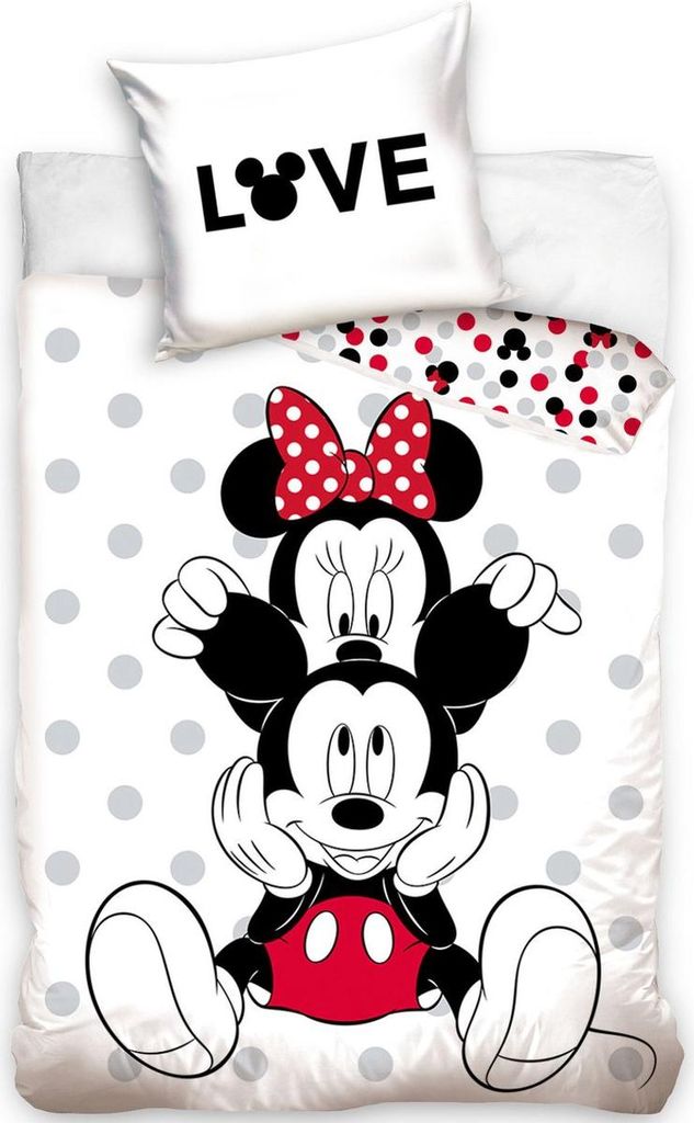 Disney Mickey & Minnie Mouse Bettbezug Love - Einzel - 140 x 200 cm - Baumwolle