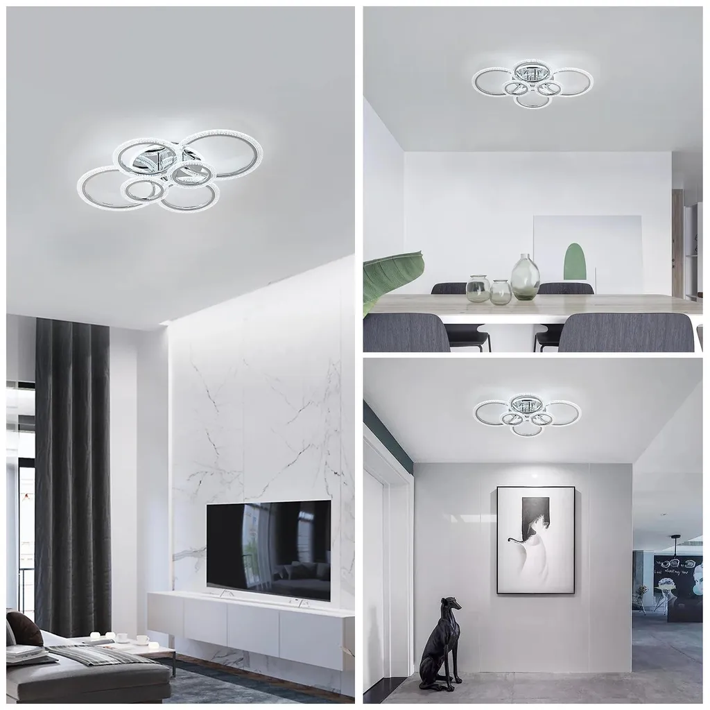 Luminaire Plafonnier LED de Surface Argent - Éclairage 92W Rond 220V