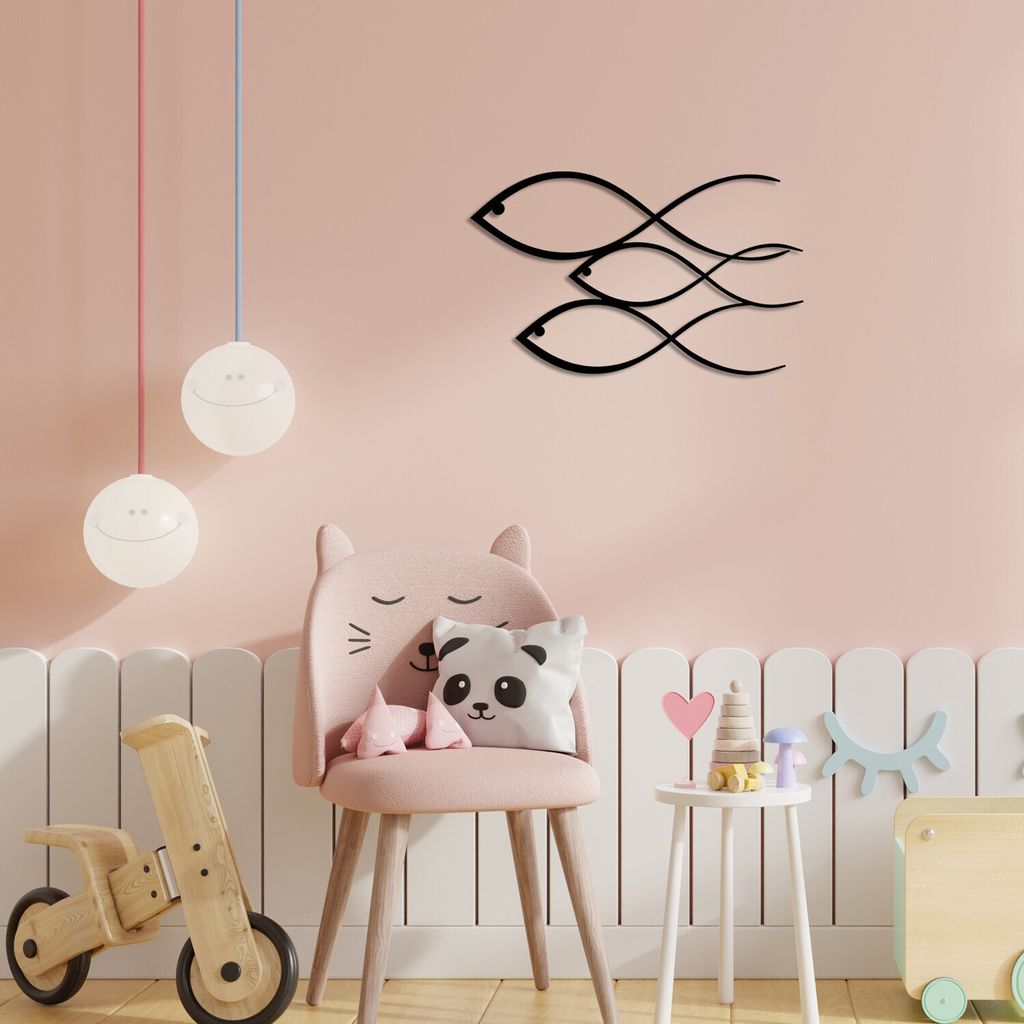 Wallity, Fish- ENZ1120, Schwarz, Sonstige Wohndekorationen, 50 x 30 cm, 100% Metall (Dicke: 1