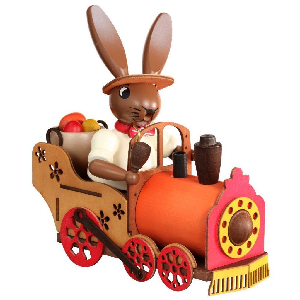 Räucherfigur Hase in der Lok bunt BxHxT 22x21x11cm NEU