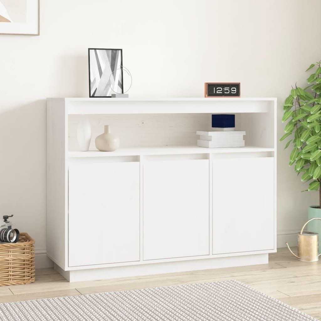 vidaXL Sideboard Weiß 104,5x34x80 cm Massivholz Kiefer Produktbild 