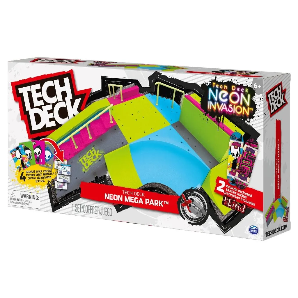 Rampe de Lancement Tech Deck Neon Mega Ramp pour Entraînement au Finger