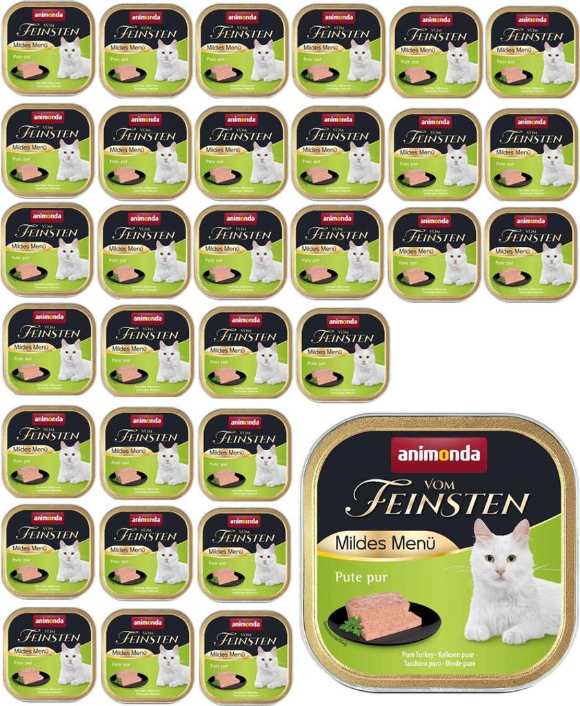 ANIMONDA Vom Feinsten Mildes Menu Pute pur - Nassfutter für Katzen - 32x100 g