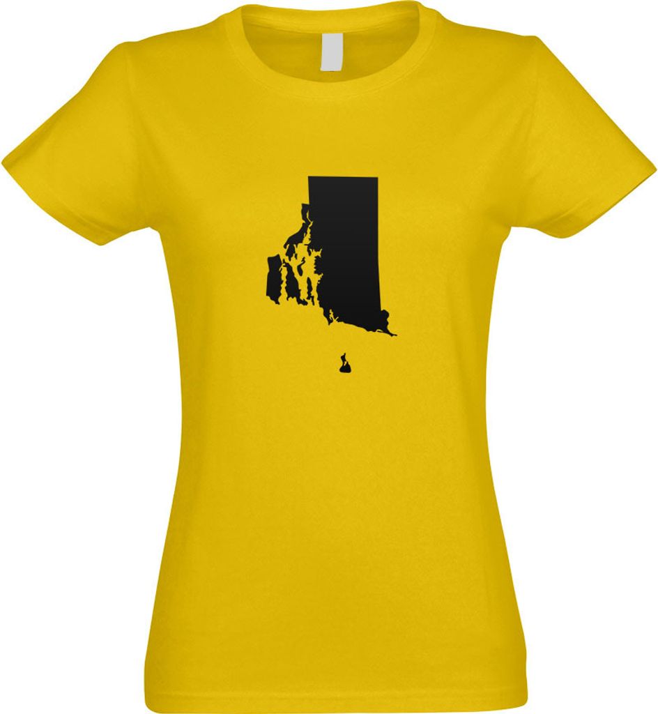 Kiwistar - T-Shirt tailliert - Damen - gelb - USA - Bundesstaat - Rhode Island - mit Motiv Bedruckt - Funshirt Design - Sport - Freizeit - Damen - L