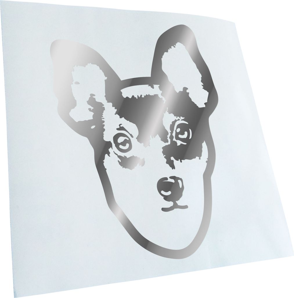 Kiwistar - Autoaufkleber - Toy fox terrier Hund - Chrom - 24x17cm - Aufkleber für Auto, Laptop, Fahrrad, LKW, Motorrad mehrfarbig JDM Decal Racing