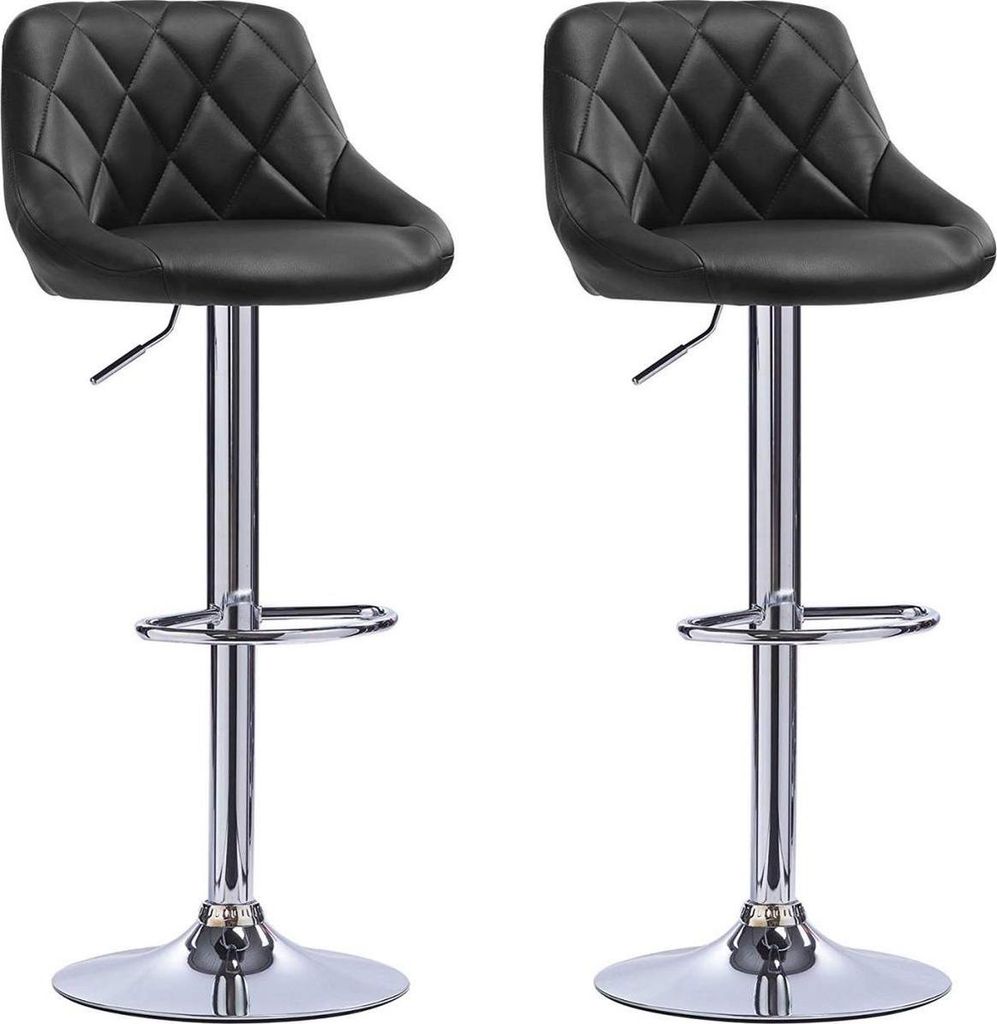 Designer Barkstuhl Gita – Rückenlehne – Stabil – Ergonomischer Barhocker – Kunstleder – Sitzhöhe 60-82?cm – Schwarz – 2er Set – K...
