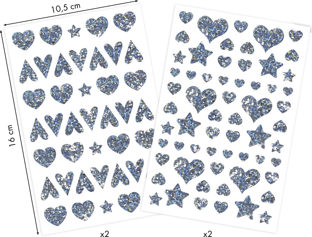 Maildor Pack. 20 Stickerbogen 10,5x16 cm 1020 Sticker - Silber AE221C