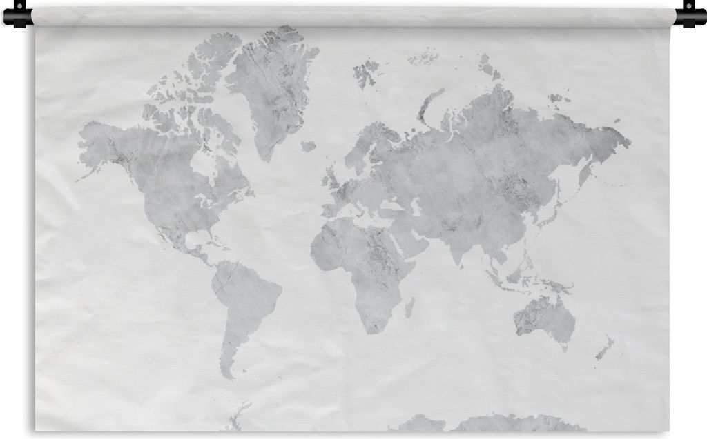 MuchoWow Wandteppich Wandbehang Weltkarte - Grau - Marmor 60x40 cm Tapisserie Dekoration Wandtuch - Wanddekorationen