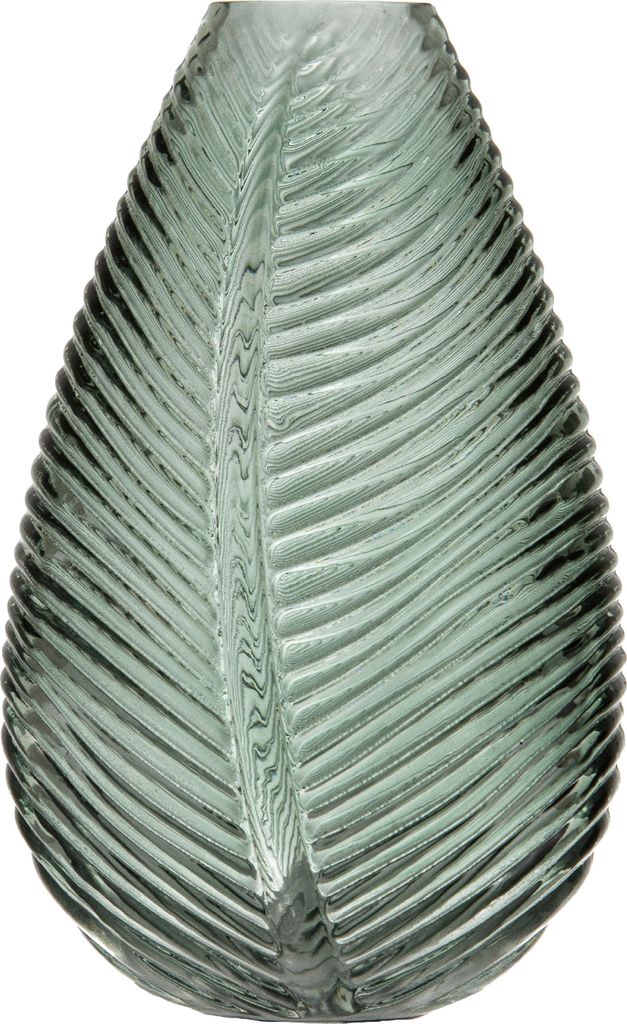 Ladelle Chelsea Große Vase mit Blattdesign, Dekoration, Glas, 21x19,5x22,5cm, Farbe:Grün