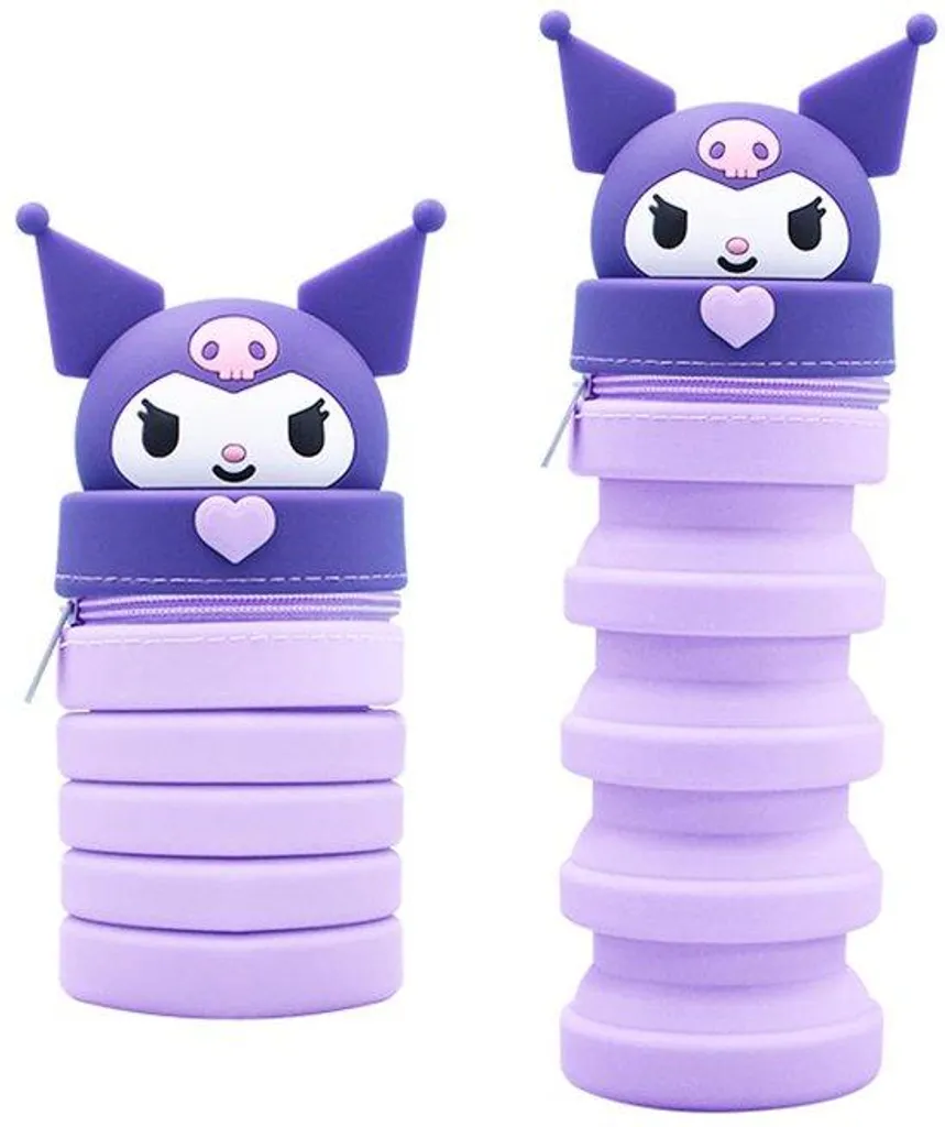 Étui en silicone 2-en-1 pliable violet pour fournitures scolaires et voyage