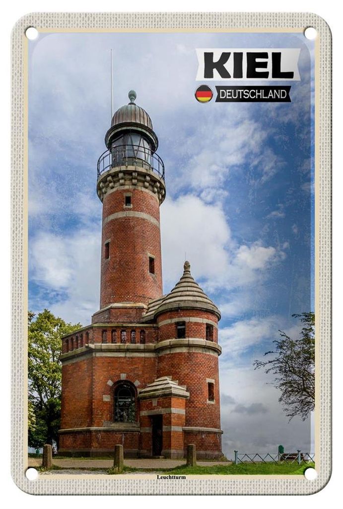 Blechschild Städte Kiel Leuchtturm Architektur Deko 12x18cm Schild