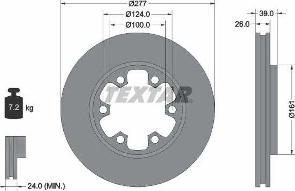 TEXTAR 92059000 Bremsscheibe OE 1954433 kompatibel mit Terrano, Pick-up, Maverick