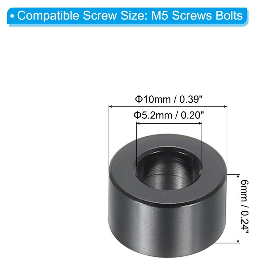 M5 Aluminium Abstandshalter 6 Stš¹ck Metall Distanzhš¹lsen 5.2 mm ID x 10 mm OD x 6 mm L Unterlegscheiben Ohne Innengewinde Schraubenabstand Ru...