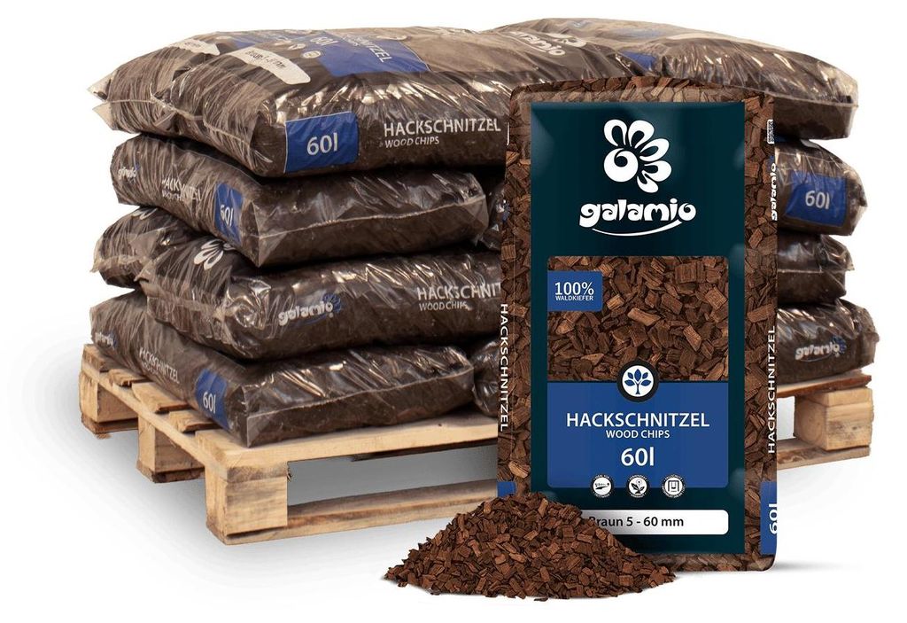 Galamio Hackschnitzel Holzdekor Braun 5-60 mm 60l x 12 Sack Produktbild 