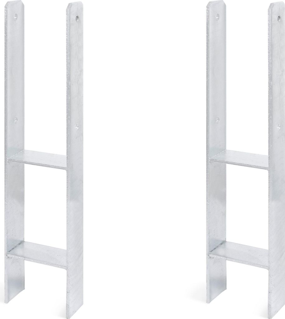 Alberts 2 x H-Pfostenträger, 111x600 mm, Materialstärke 6 mm, Tiefe 60 mm, feuerverzinkt